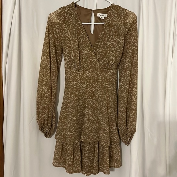 Japna Dresses & Skirts - Brown Mini Dress with Sleeves